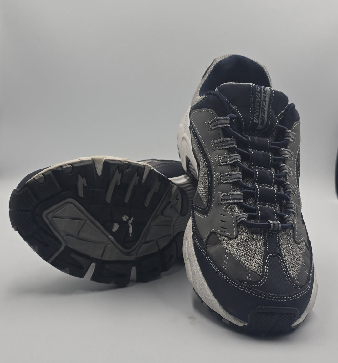 Skechers Mens Stamina Cutback 51919W Blue Gray Running Shoes Sneakers Size 8.5
