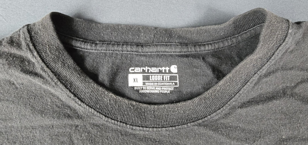 Carhartt Shirt Mens Size XL Black Logo Loose Fit Long Sleeve Pocket Workwear
