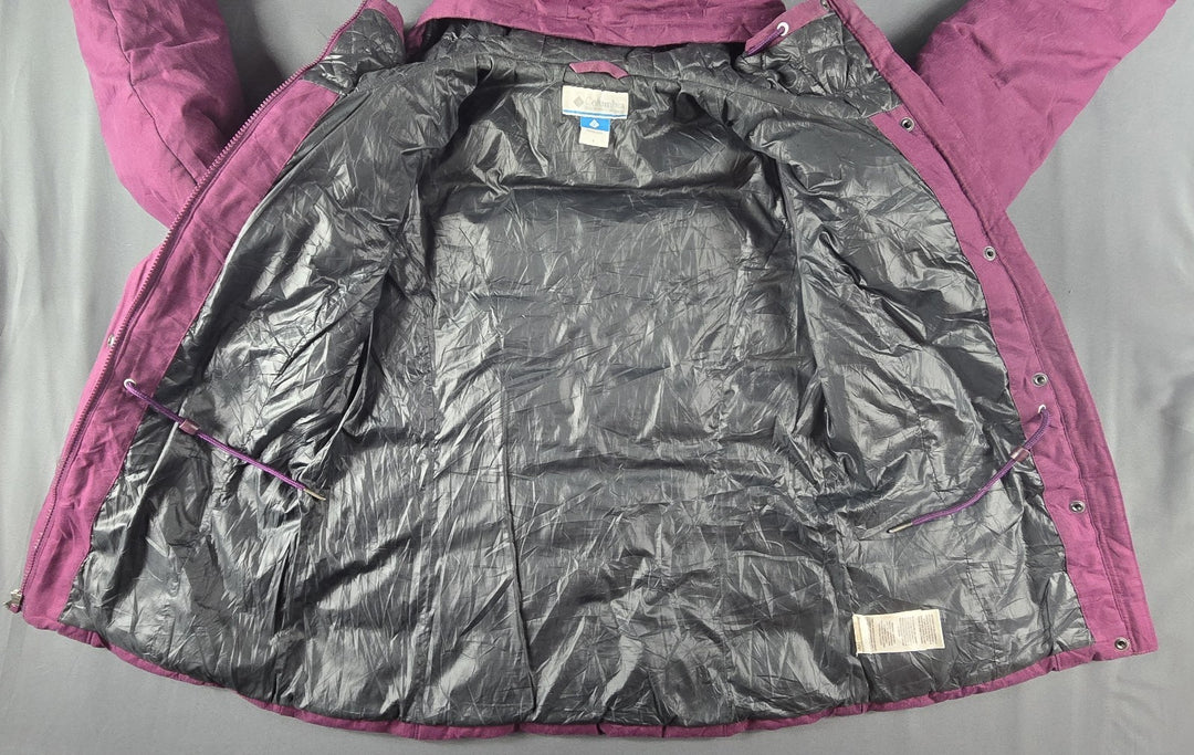 Columbia Jacket Womens Small Purple Full Zip Hooded Logo Parka Puffer Coat