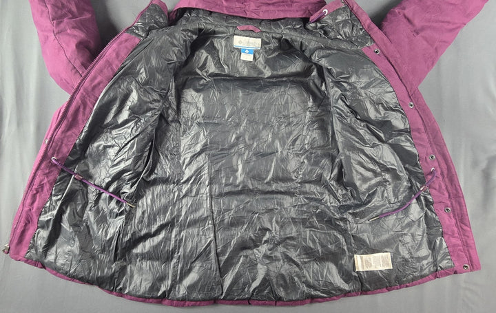 Columbia Jacket Womens Small Purple Full Zip Hooded Logo Parka Puffer Coat