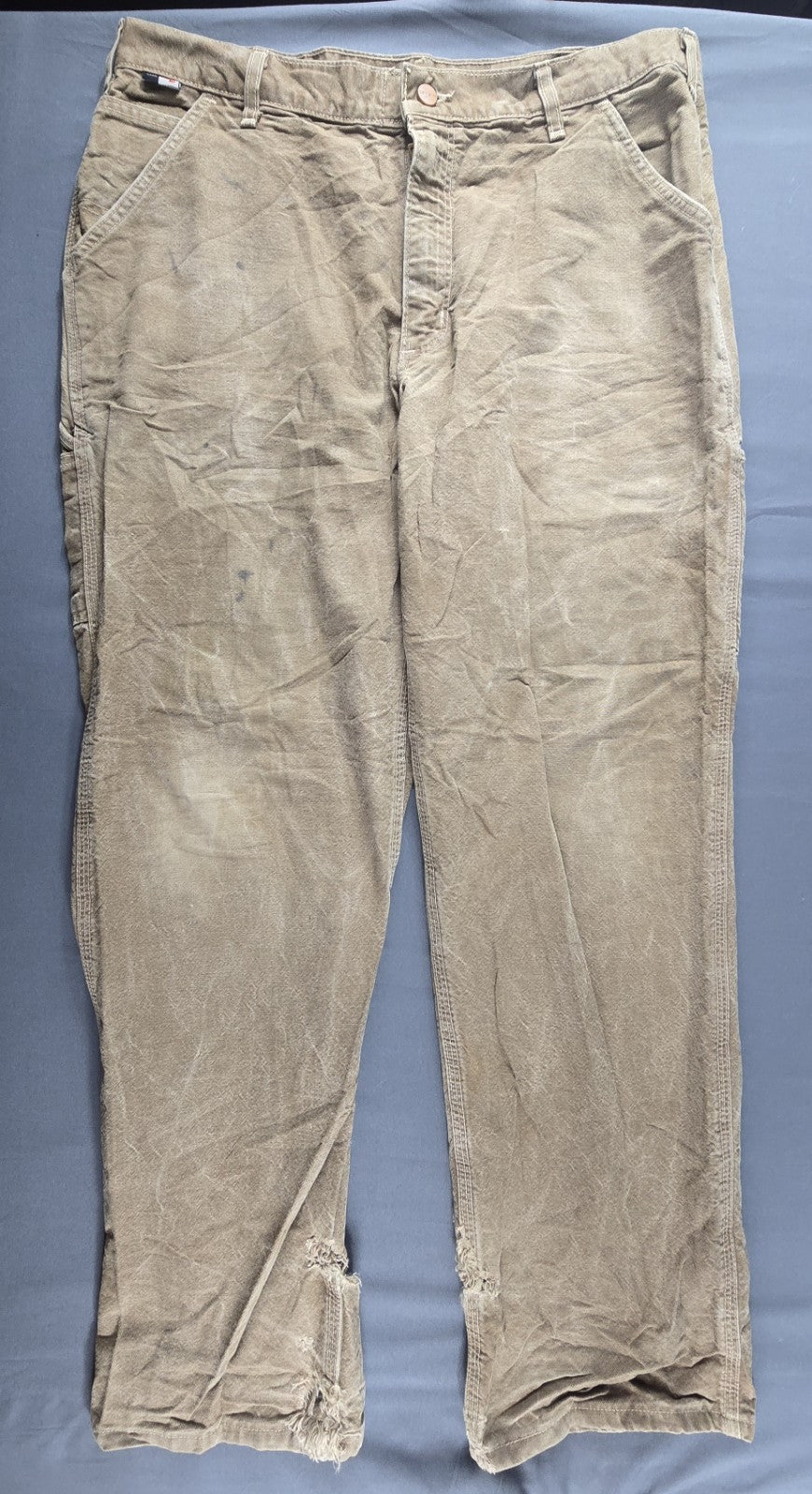 Carhartt FR Jeans Mens 36x32 Beige Original Fit Straight Leg Carpenter Workwear