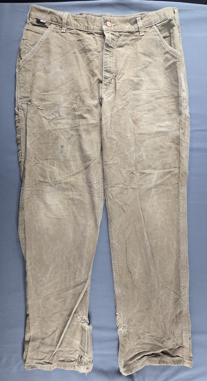 Carhartt FR Jeans Mens 36x32 Beige Original Fit Straight Leg Carpenter Workwear
