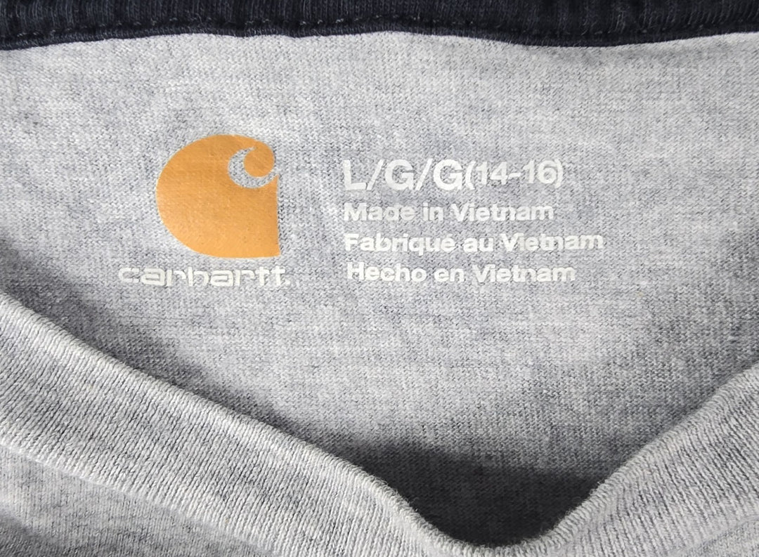 Carhartt Shirt Boys Large (14-16) Gray Graphic Logo Long Sleeve