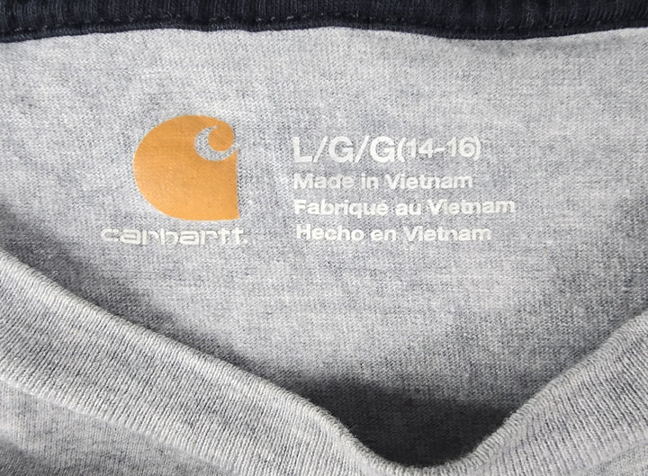 Carhartt Shirt Boys Large (14-16) Gray Graphic Logo Long Sleeve