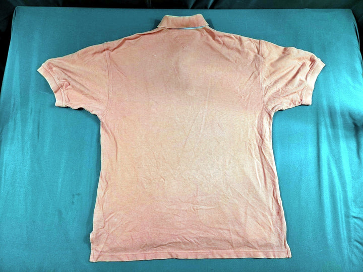 Tommy Hilfiger Coral Polo Shirt Mens Size L Crest Logo Cotton Flawed Preowned