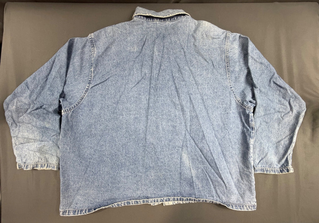 Cherokee Shirt Womens 3X Blue Patchwork Boxy Cut Embroidery Flower Button Up
