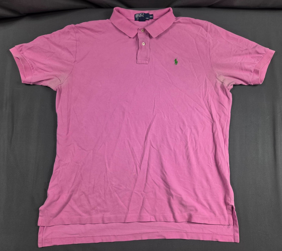 Polo Ralph Lauren Polo Shirt Mens 2XL Pink Pique Cotton High Low Hem Performance