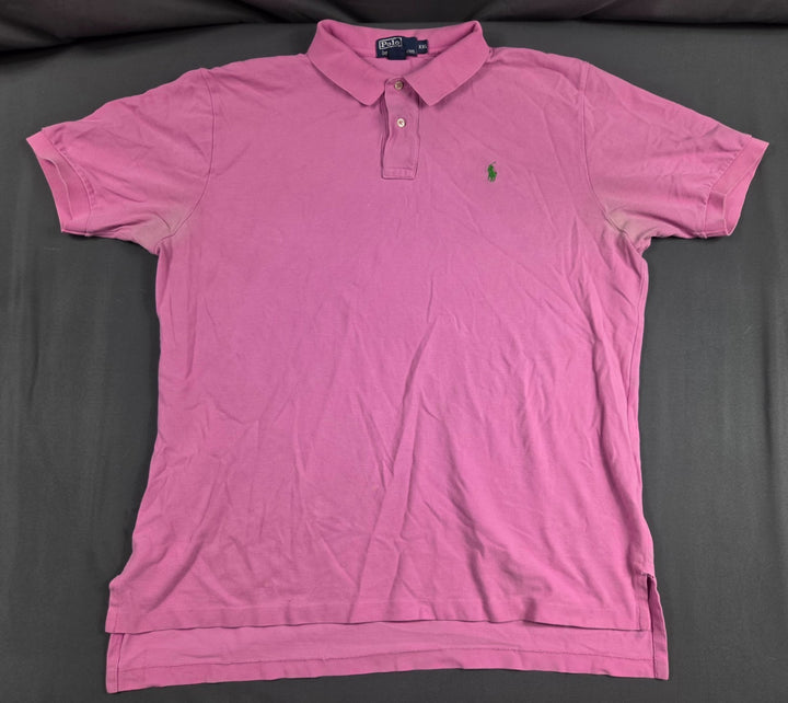 Polo Ralph Lauren Polo Shirt Mens 2XL Pink Pique Cotton High Low Hem Performance