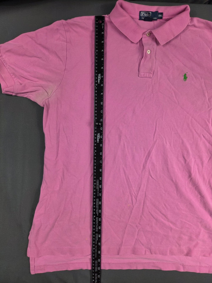 Polo Ralph Lauren Polo Shirt Mens 2XL Pink Pique Cotton High Low Hem Performance