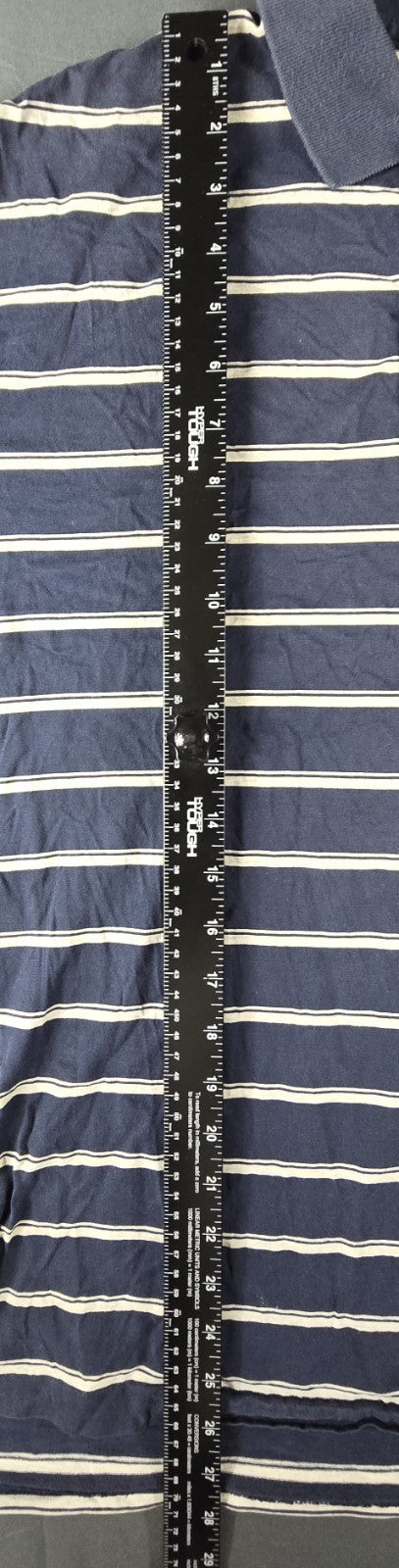Polo Ralph Lauren Shirt Mens L Navy White Stripe Embroidered Logo Short Sleeve