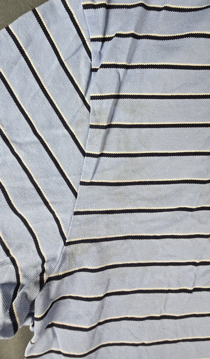 Polo Golf Ralph Lauren Shirt Mens XL Blue White Stripe Embroidered Logo Pima