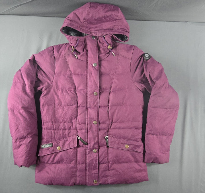 Columbia Jacket Womens Small Purple Full Zip Hooded Logo Parka Puffer Coat