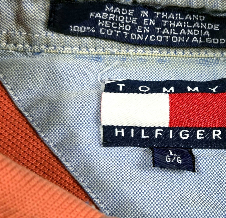 Tommy Hilfiger Coral Polo Shirt Mens Size L Crest Logo Cotton Flawed Preowned