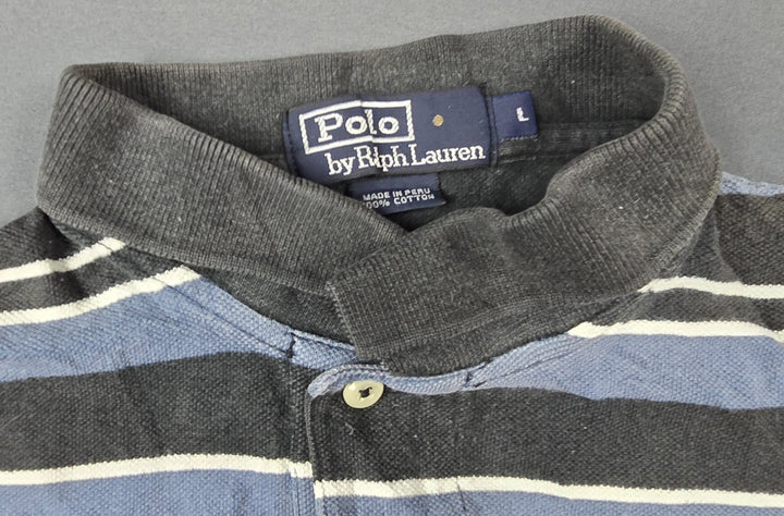 Vintage Polo Ralph Lauren Polo Shirt Mens Large Cotton Striped Side Slits Golf