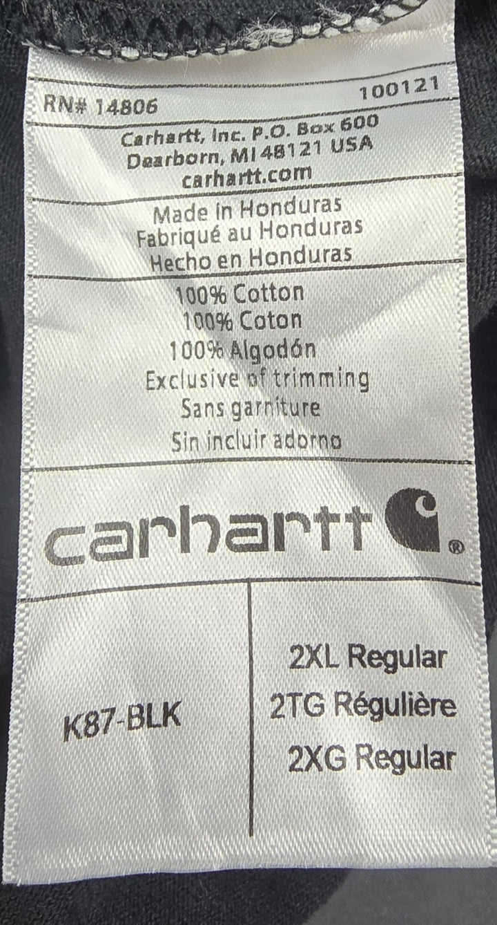 Carhartt Shirt Men’s K87 2XL Washed Black Logo Original Fit Short Sleeve Pocket