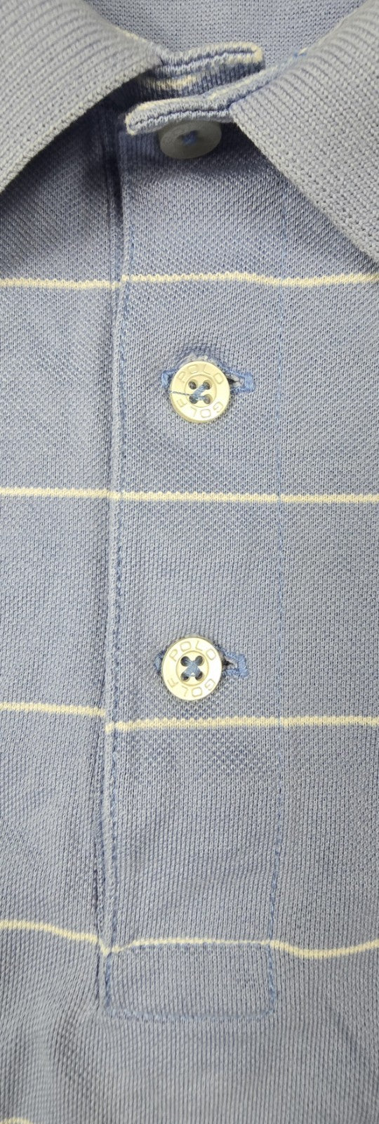 VTG Polo Golf Ralph Lauren Shirt Mens XL Blue White Stripe Embroidered Logo Pima