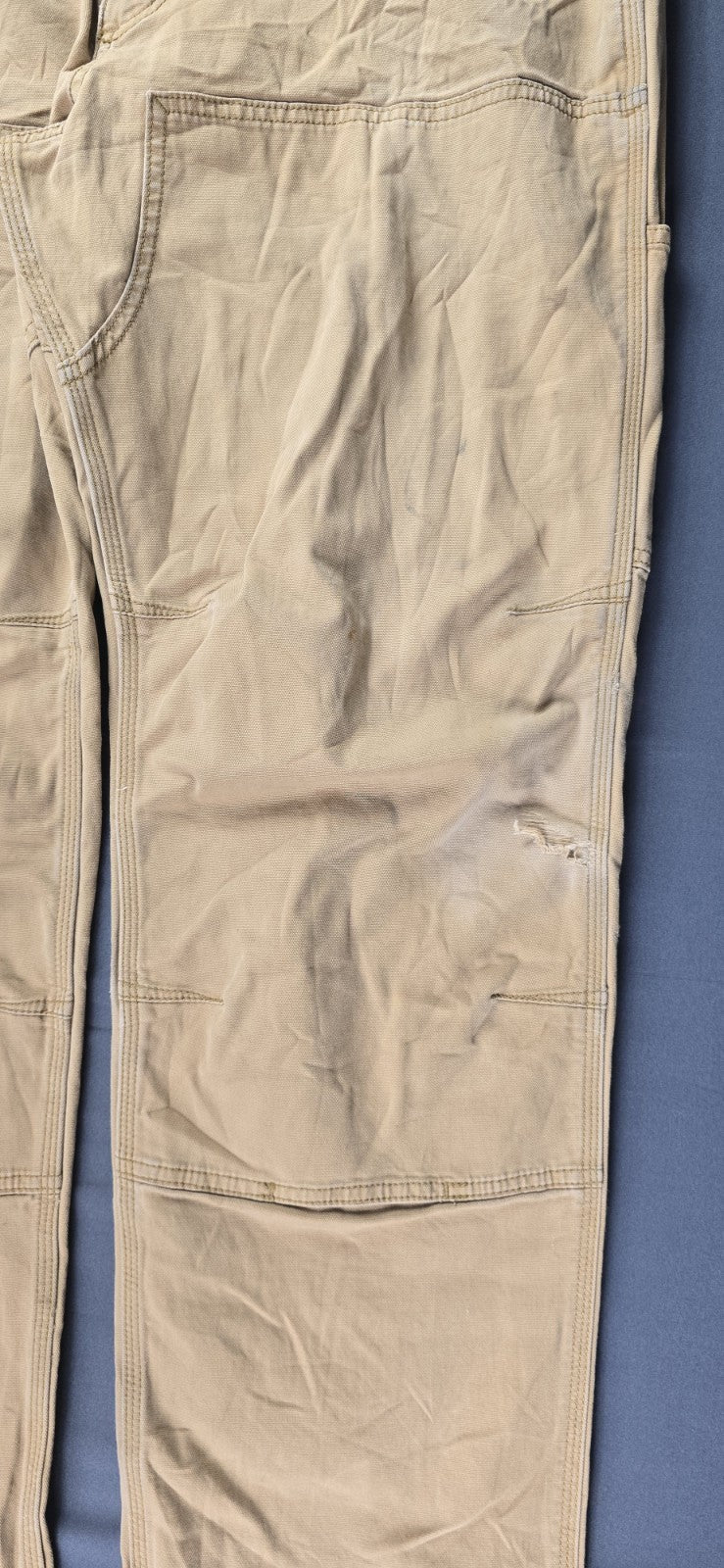 Carhartt Jeans Mens 40x32 Beige Tan Double Knee Straight Leg Relaxe Fit Workwear