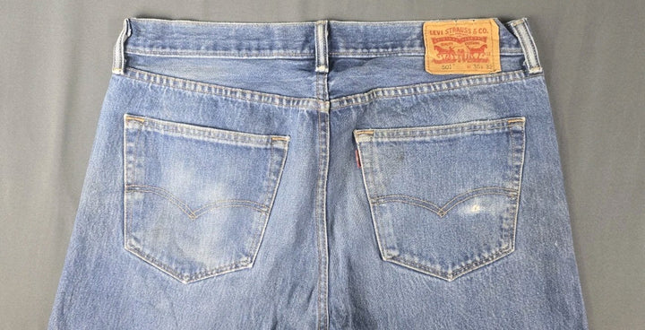 Levis 501 Jeans Mens 36X29 Blue Medium Wash Straight Leg Fit Button Fly Modern