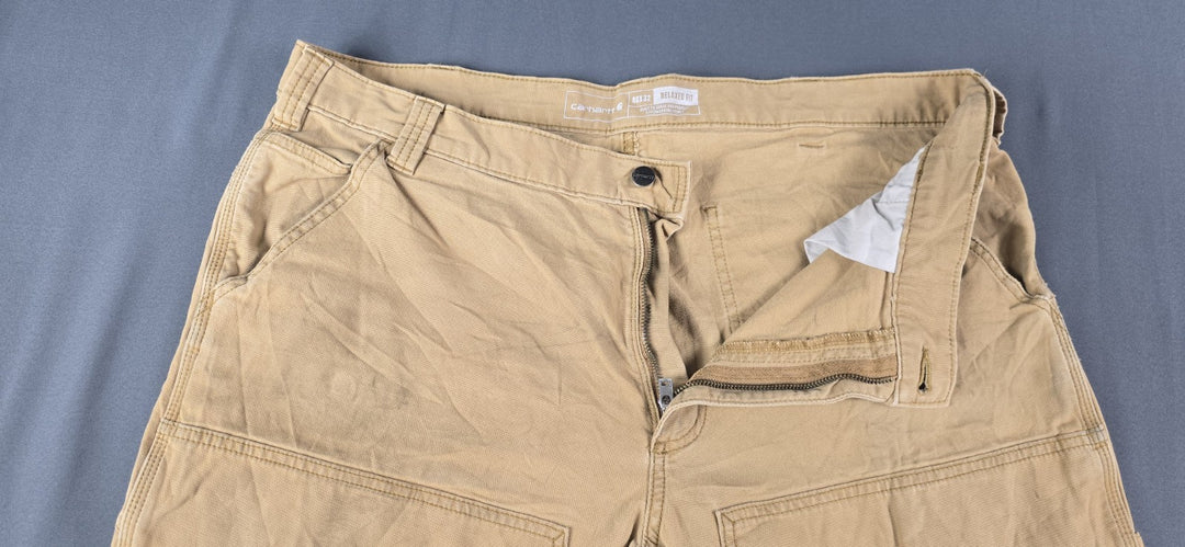 Carhartt Jeans Mens 40x32 Beige Tan Double Knee Straight Leg Relaxe Fit Workwear