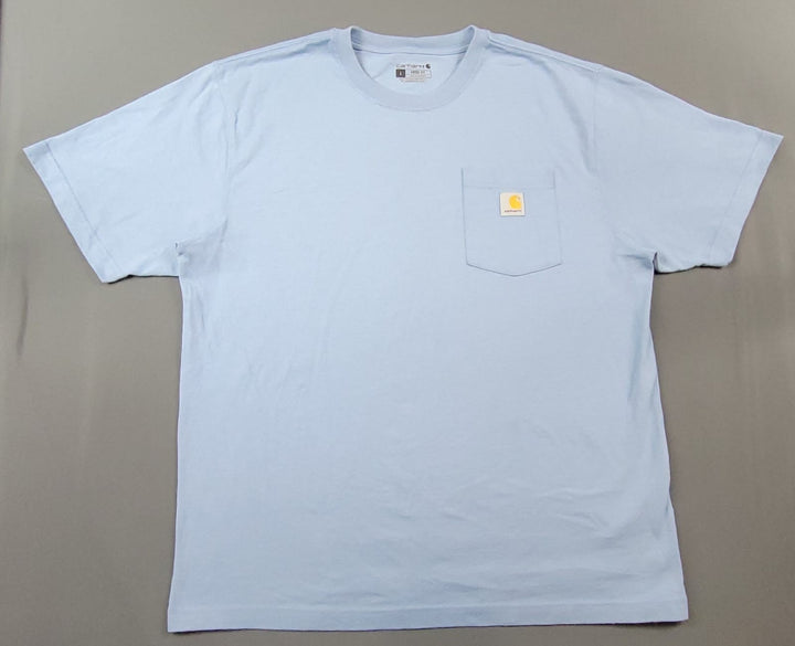 Carhartt Shirt Men’s K87 Large Washed Blue Logo Loose Fit Short Sleeve Pocket