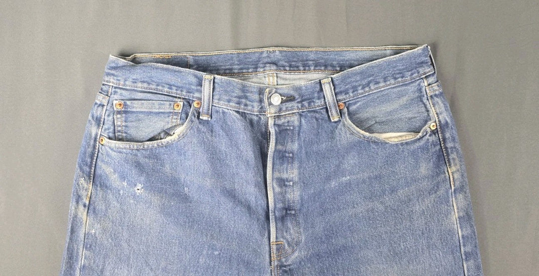 Levis 501 Jeans Mens 36X29 Blue Medium Wash Straight Leg Fit Button Fly Modern