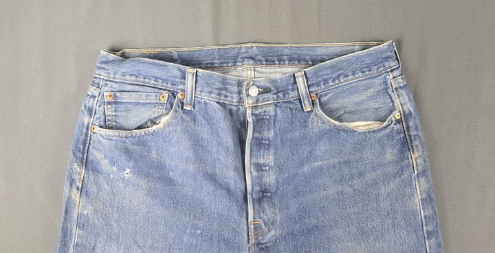 Levis 501 Jeans Mens 36X29 Blue Medium Wash Straight Leg Fit Button Fly Modern