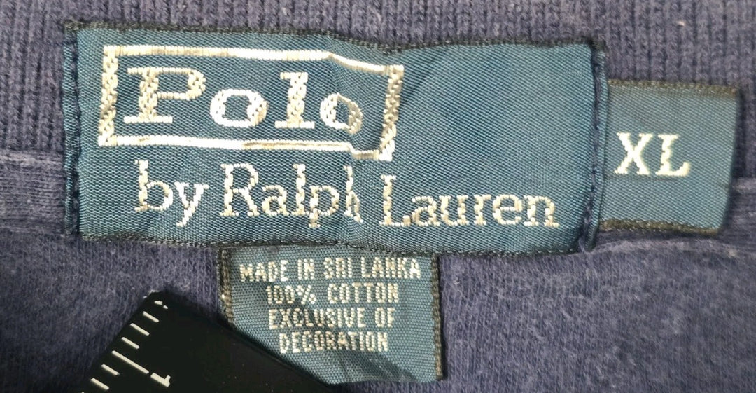 Vintage Polo Ralph Lauren Polo Shirt Men XL Blue Striped Cotton Embroidered Golf