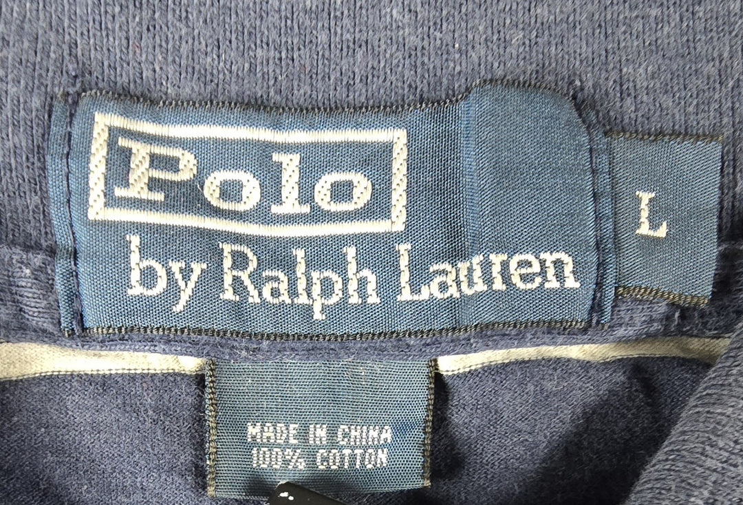 Polo Ralph Lauren Shirt Mens L Navy White Stripe Embroidered Logo Short Sleeve