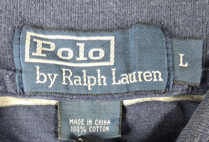 Polo Ralph Lauren Shirt Mens L Navy White Stripe Embroidered Logo Short Sleeve