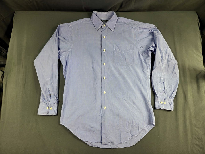 Lauren Ralph Lauren Mens 15 36 Blue Gingham Dress Shirt Long Sleeve Cotton 100%