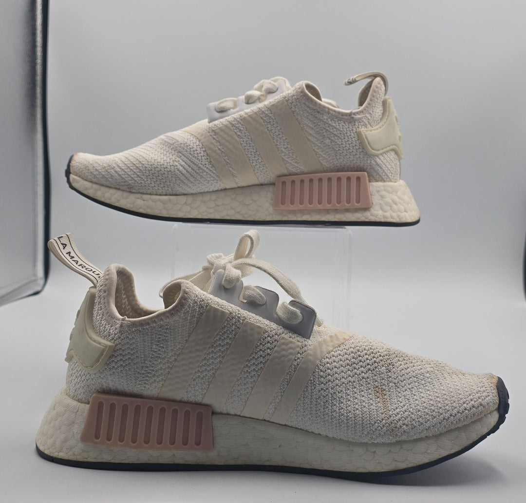 Adidas NMD_R1 EE5173 Womens 6.5 Running Shoes Cloud White Metallic Plugs Sneaker