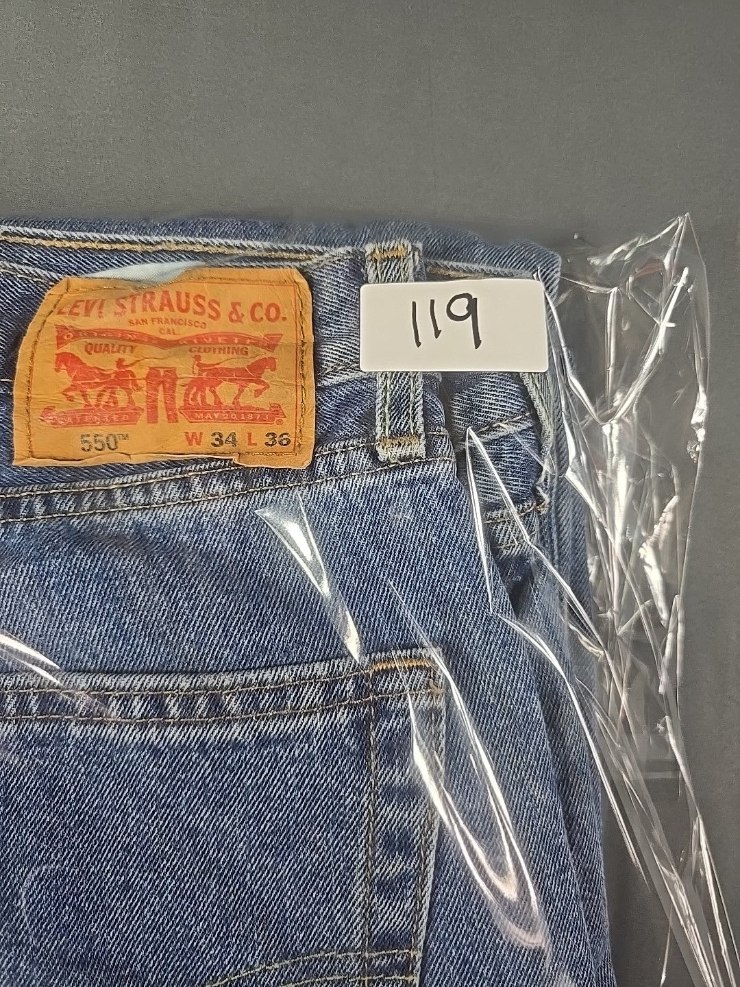 Levis 550 Jeans Mens 34x36 Blue Medium Wash Relaxed Fit Straight Leg Modern