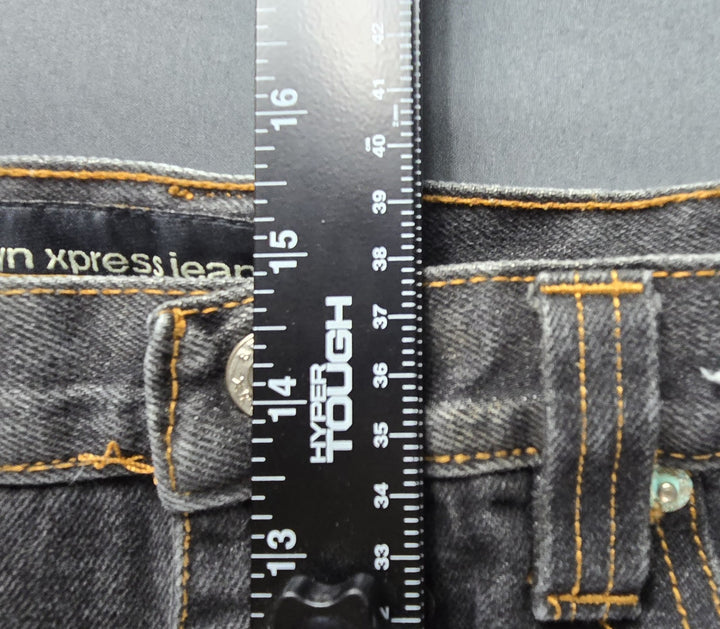 VTG Brooklyn Express Shorts Men 36 Fade Black Dark Wash Baggy Wide Leg Jorts Y2K