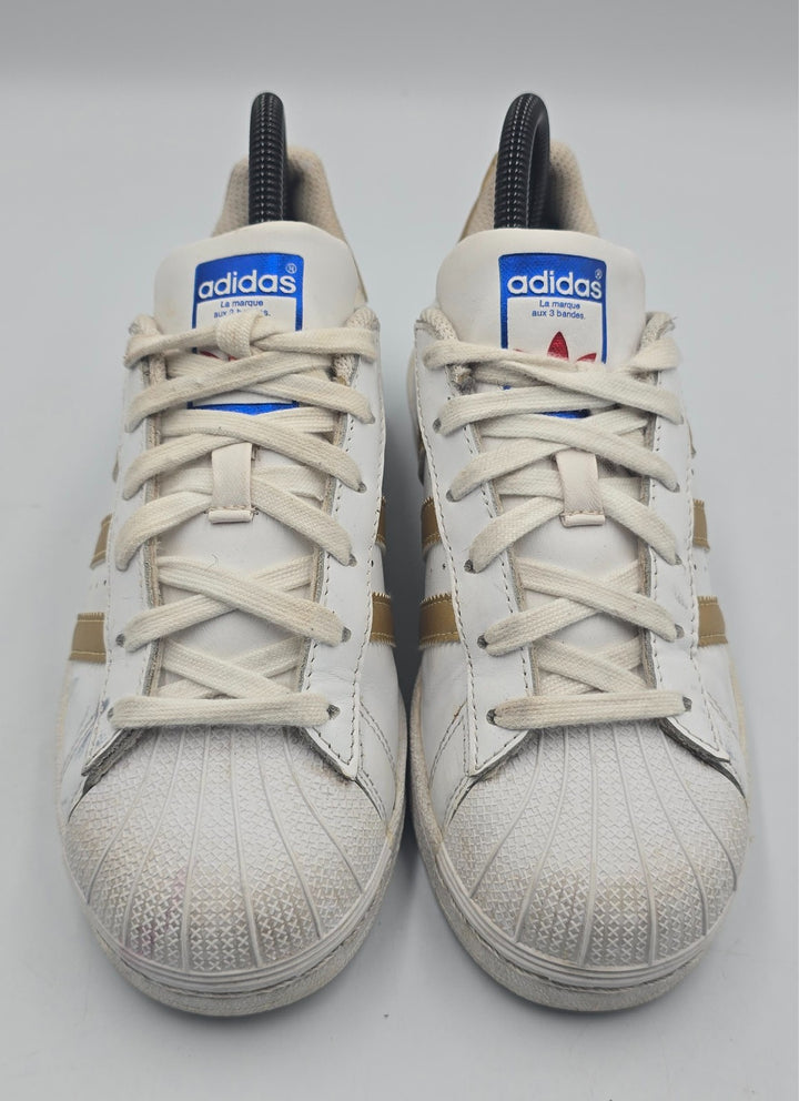Adidas Superstar B39402 Sneakers Youth 4 White Metallic Gold Leather Classic