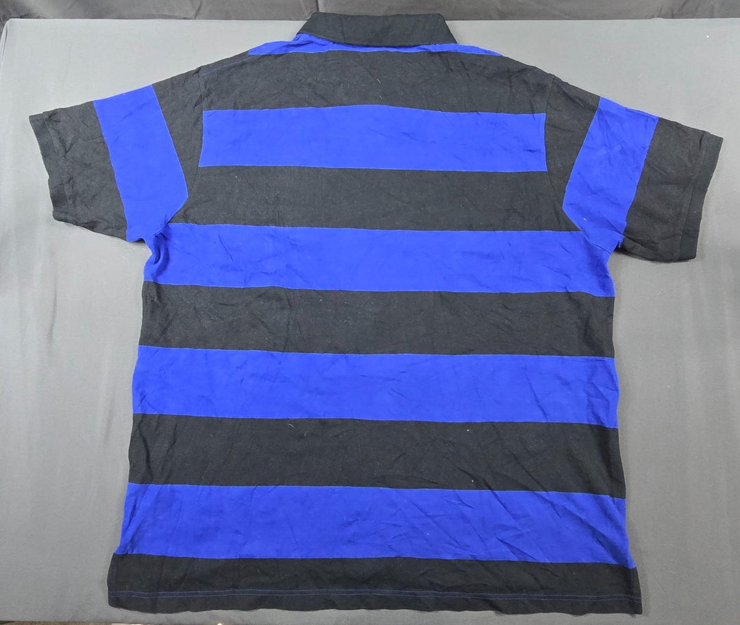 U.S. Polo Assn. Polo Shirt Mens 3X Blue Black Cotton Side Slit Golf Tennis