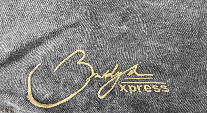 VTG Brooklyn Express Shorts Men 36 Fade Black Dark Wash Baggy Wide Leg Jorts Y2K