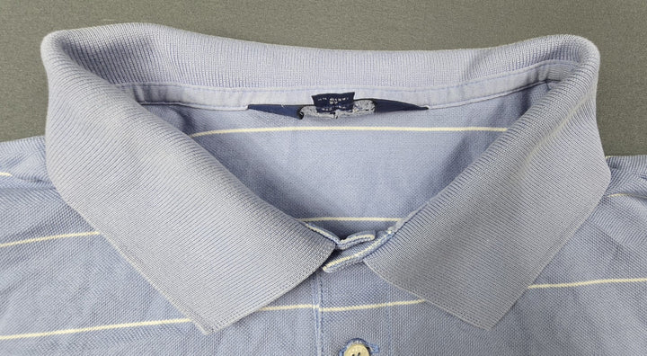 VTG Polo Golf Ralph Lauren Shirt Mens XL Blue White Stripe Embroidered Logo Pima