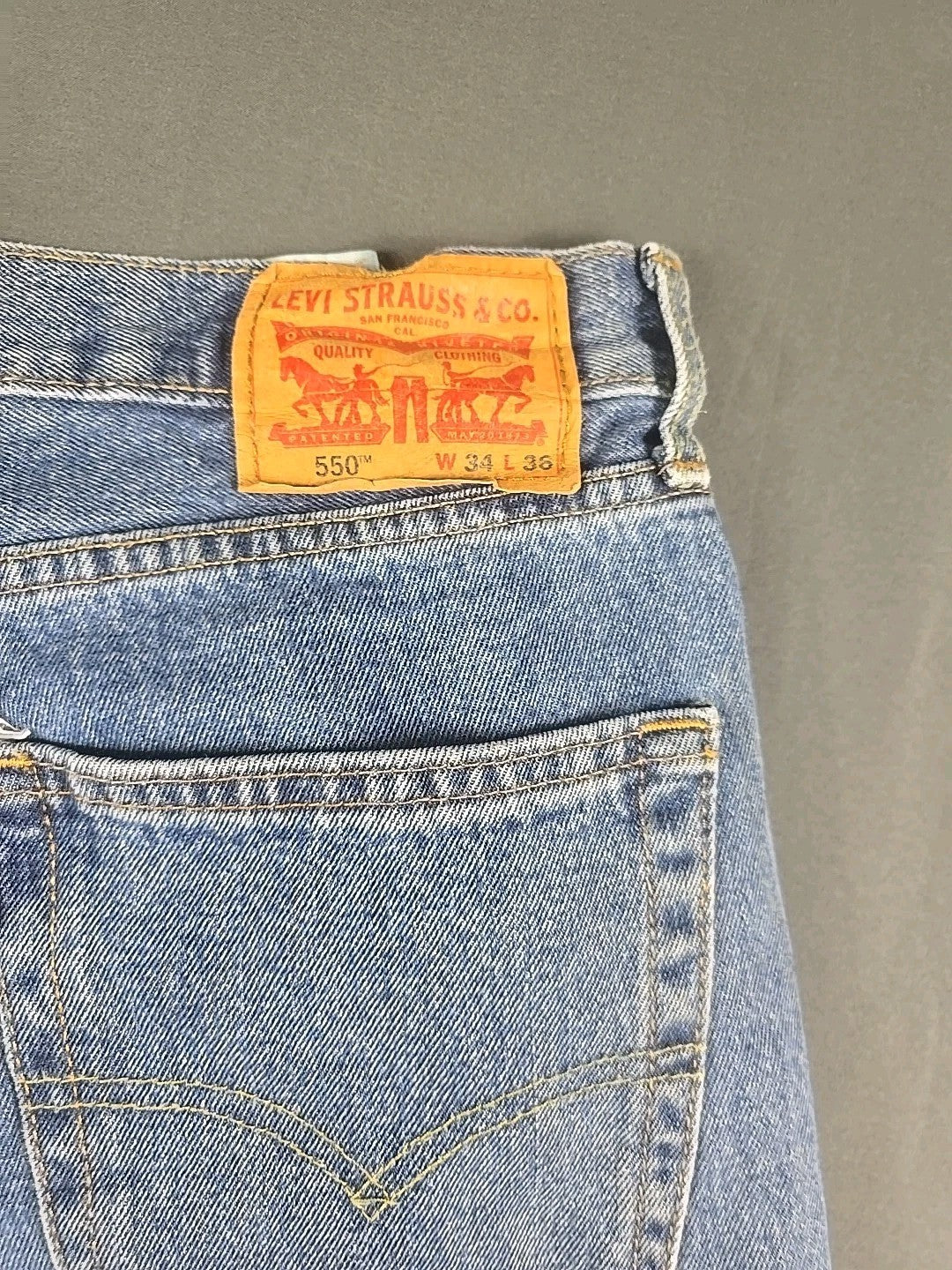 Levis 550 Jeans Mens 34x36 Blue Medium Wash Relaxed Fit Straight Leg Modern