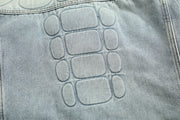 Skull skeleton denim jacket with quilted detail for men.