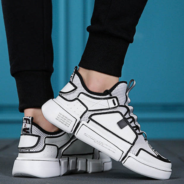 Wild white sneakers men's breathable mesh casual sneakers.