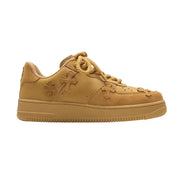 Wheat casual sneakers for women with retro platform, low top design, and rubber sole.