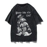 Hip Hop Streetwear Men's T-Shirt, black, character print, breathable cotton.