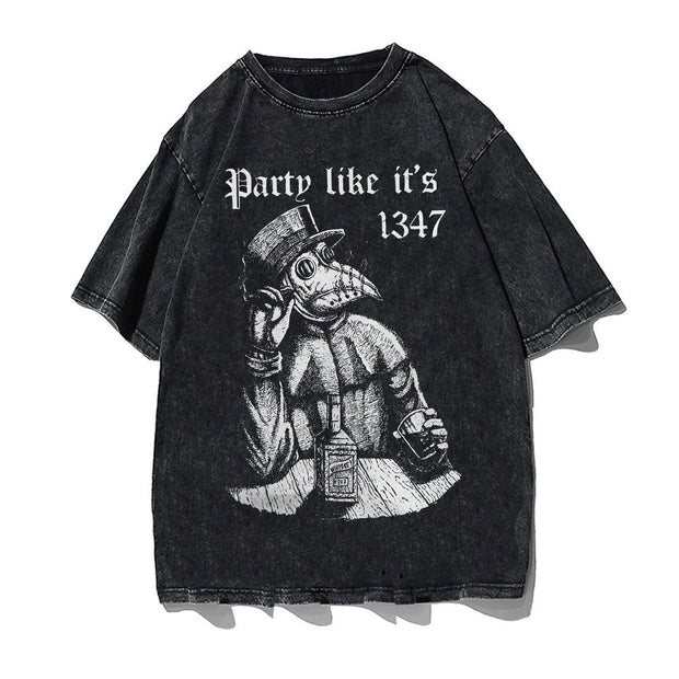 Hip Hop Streetwear Men's T-Shirt, black, character print, breathable cotton.