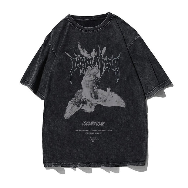 Hip Hop Streetwear Men's T-Shirt with Character Print Design