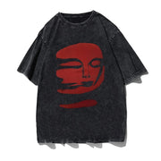 Hip Hop Streetwear Men's T-Shirt with printed character pattern, breathable cotton fabric.